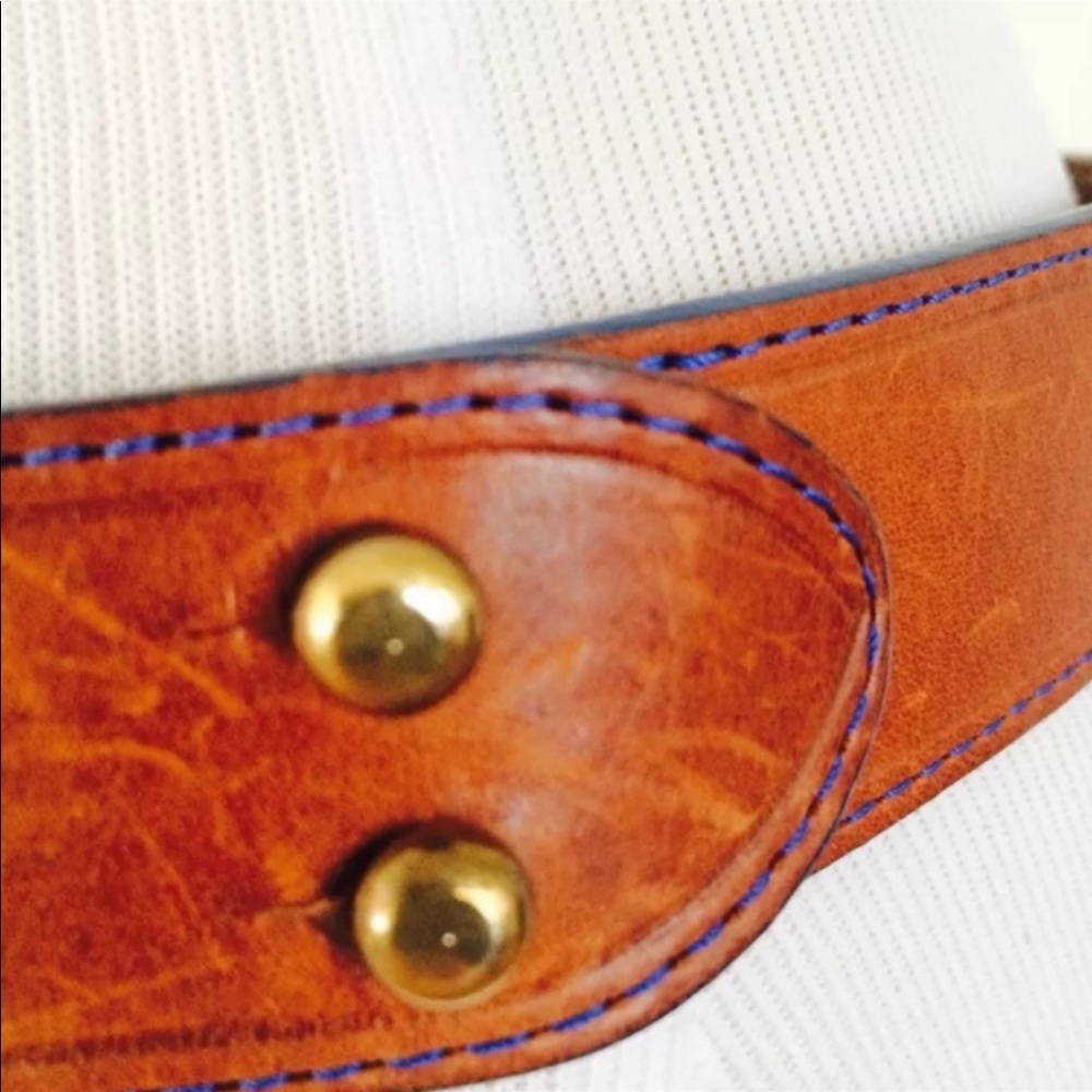 Just Cavalli Large blinged gold logo leather belt - Picture 4 of 5